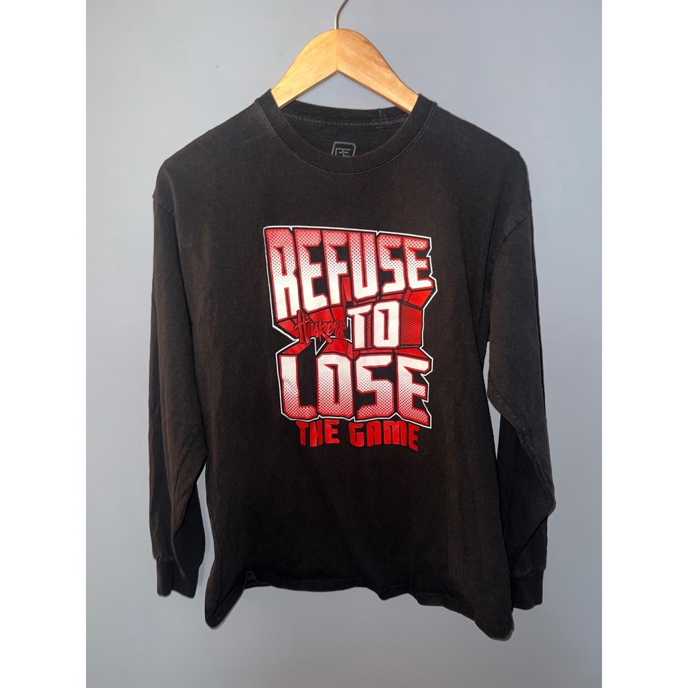 ProEdge Nebraska Huskers Kids XL Black Refuse To Lose Long Sleeve Graphic Tee